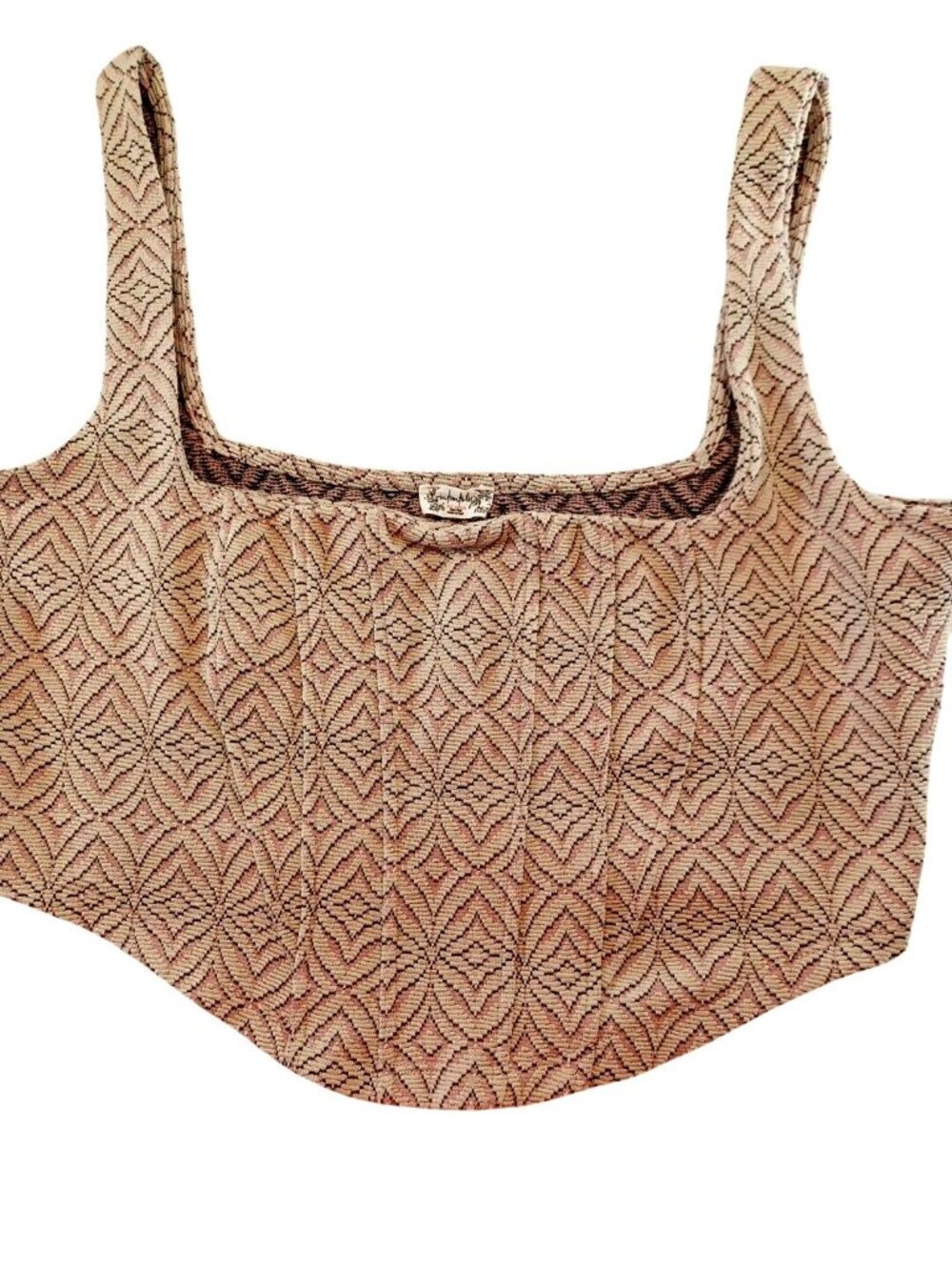 Corset Crop Top Square Neck Jacquard Casual Intimately Free People Women Size S